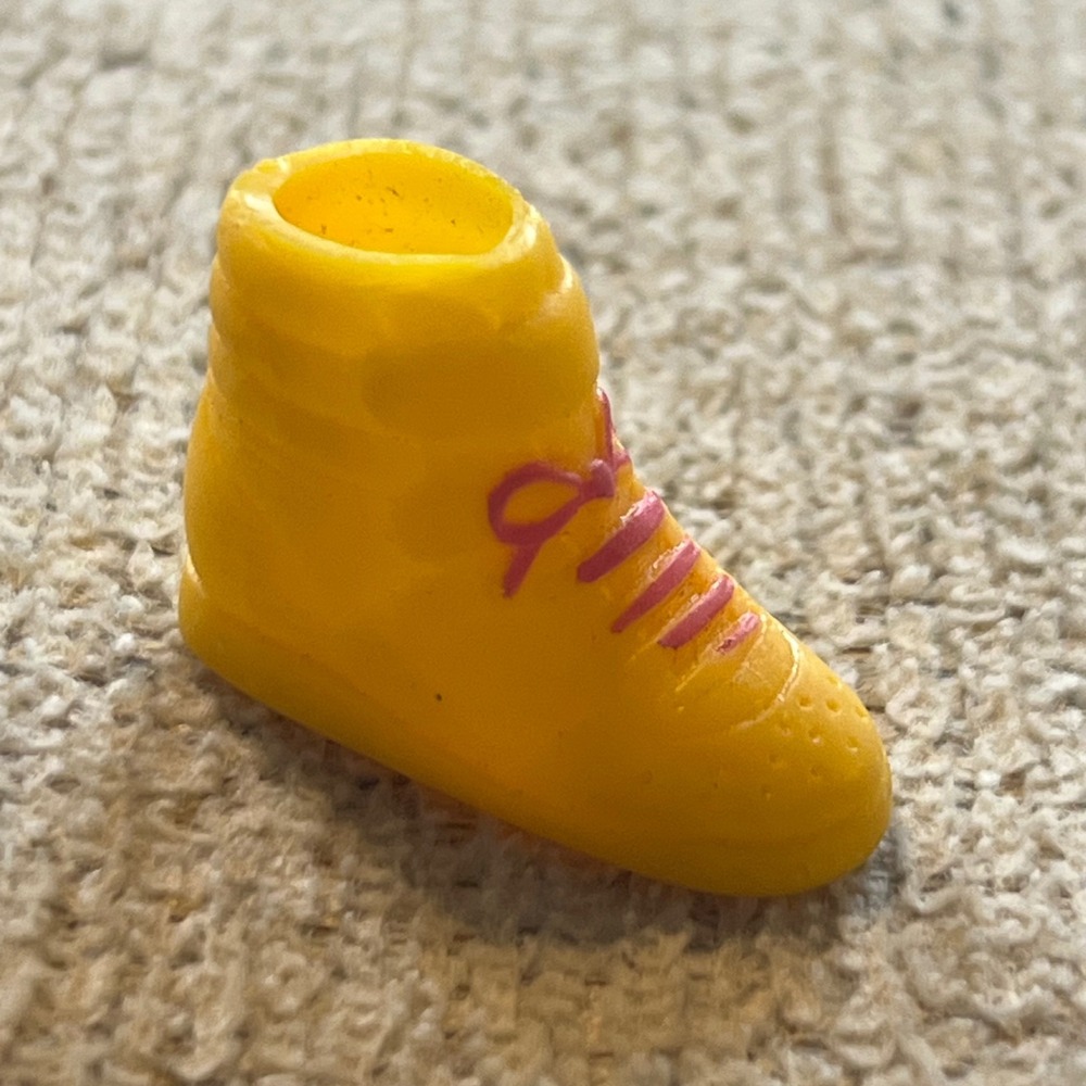 Vintage Barbie Yellow Plastic High-top Sneaker Pink Laces Replacement